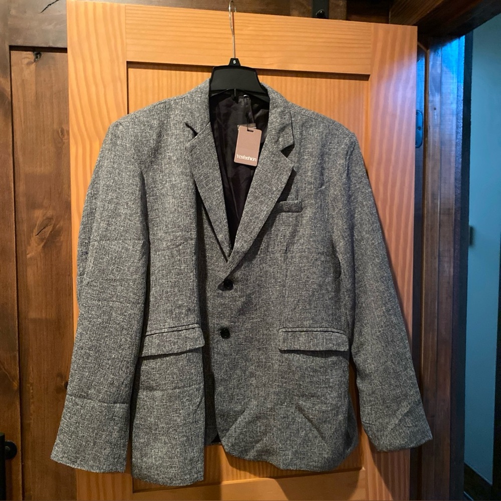Men’s 2 Button Black Tweed  Sports Coat/Suit Jacket Lined Size 2XL NWT